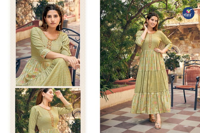 Vitara Fusion Festive Wear  Wholesale Long Gown Kurti Collection